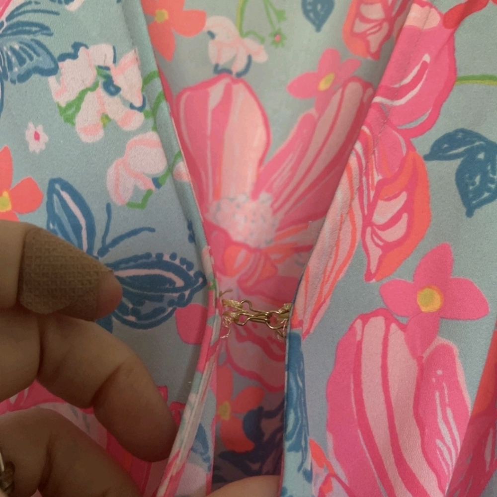 Lilly Pulitzer Size 8 Maryanne Surf Blue Luscious Lions Dress Floral Ruffles - Picture 7 of 12